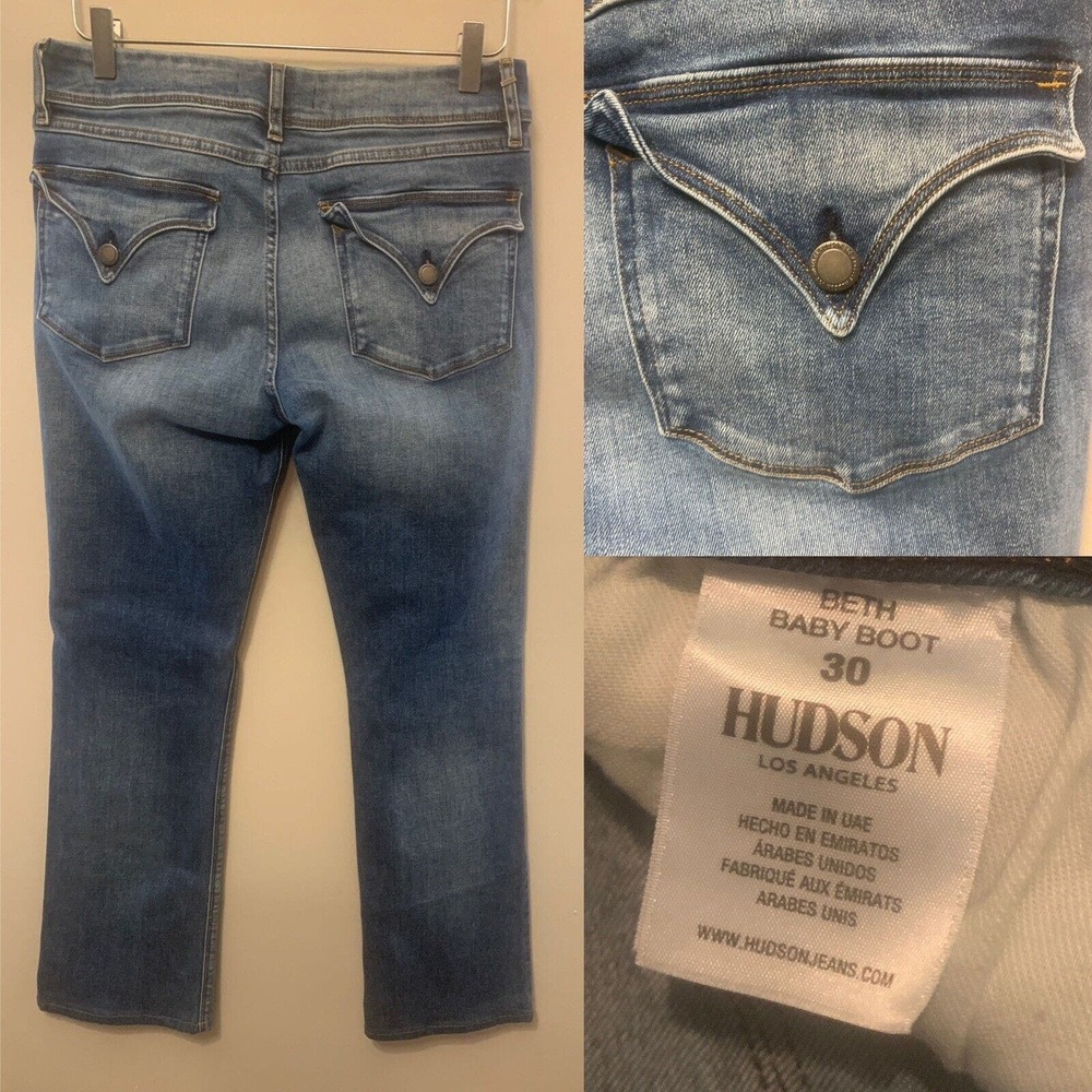 Hudson Beth Baby Boot Midrise Jeans Medium Wash Women Size 30